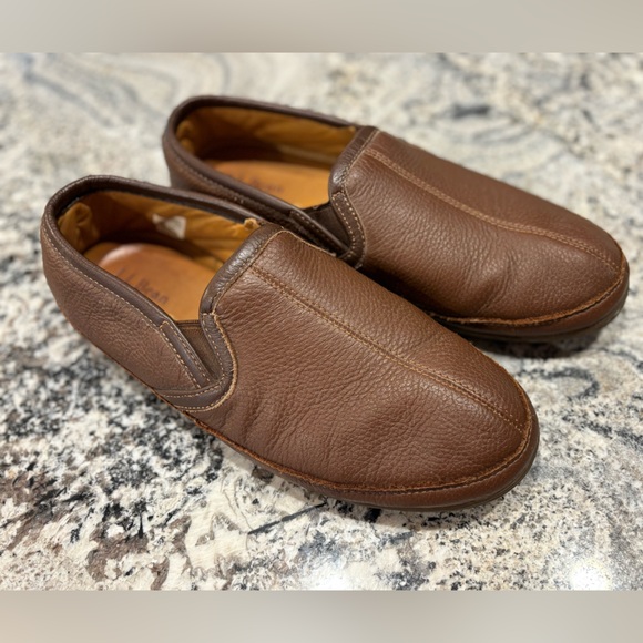 L.L. Bean Men's Rich Brown Leather Slipper Loafers 11 medium - Picture 1 of 9